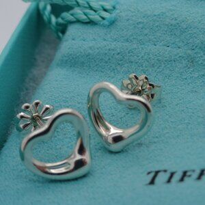 Tiffany & Co. Elsa Peretti Sterling Silver Open Heart Stud Earrings